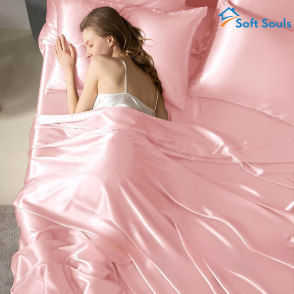 Soft Souls Mulberry Silk Pillow Cover Set of 2 Light Pink - Image 4