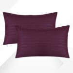 SOFT SOULS Satin Stripe Pillow Cover/Cases Set of 2 Wine Colour