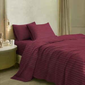 Satin Stripe Wine Bedsheet