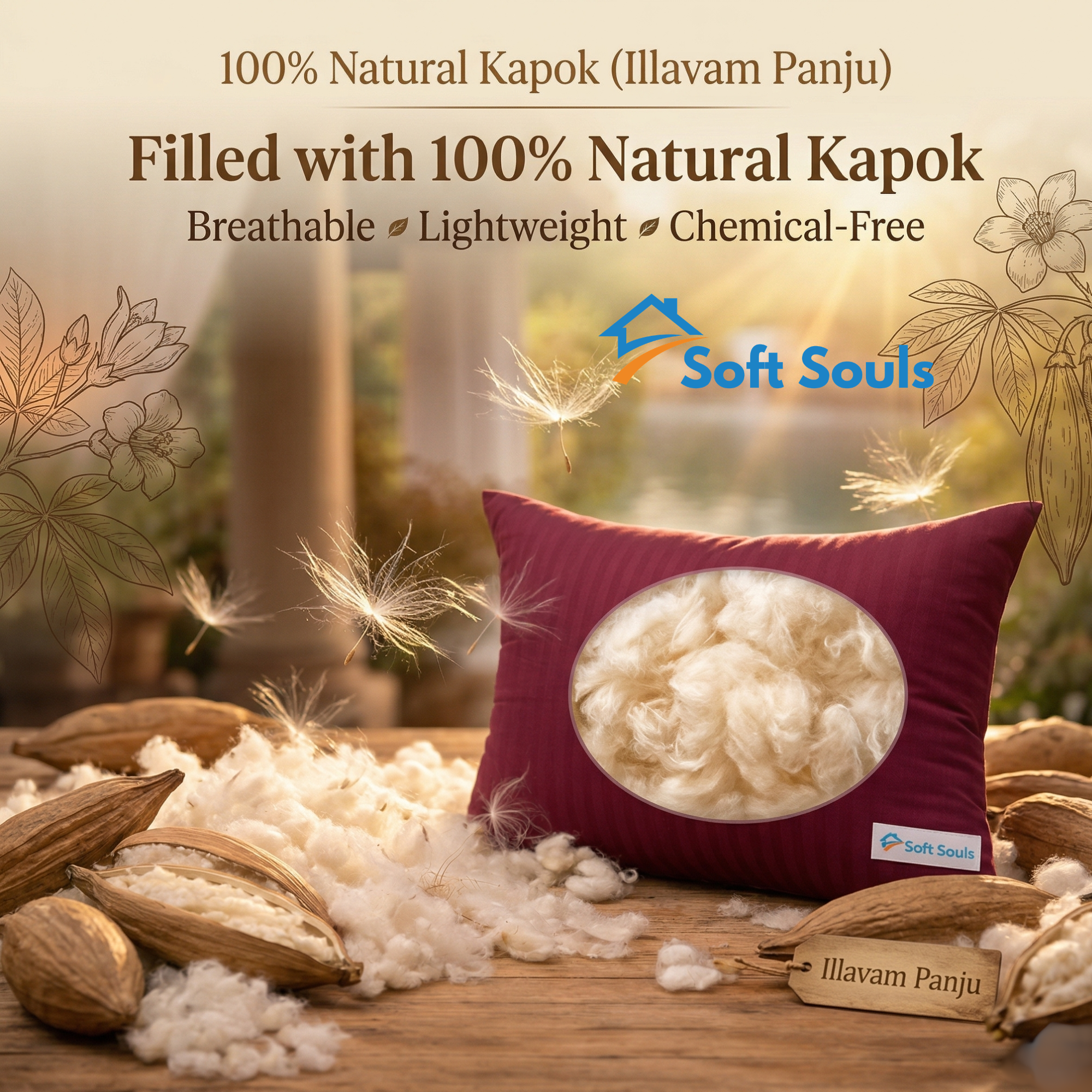 Cotton Pillow for Sleeping 100% Organic Kapok Silk Cotton Filling Pillow | Kapok/Illavam Panju Pillow - Image 4