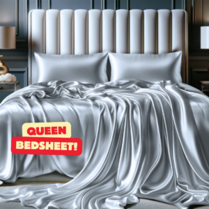 Satin Bedsheet for Queen Bed with Pillow Covers – Silver Grey