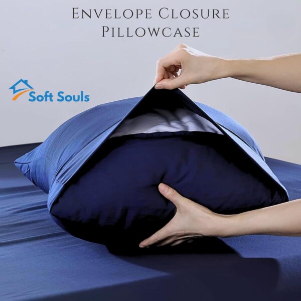 SOFT SOULS Satin Bedsheet Double Bed – Premium Satin Silk Bedsheet for Couples (Navy Blue) - Image 6