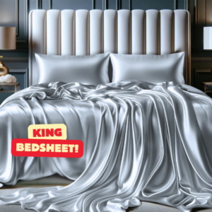 Satin Bedsheet for King Bed with Pillow Covers – Silver Grey