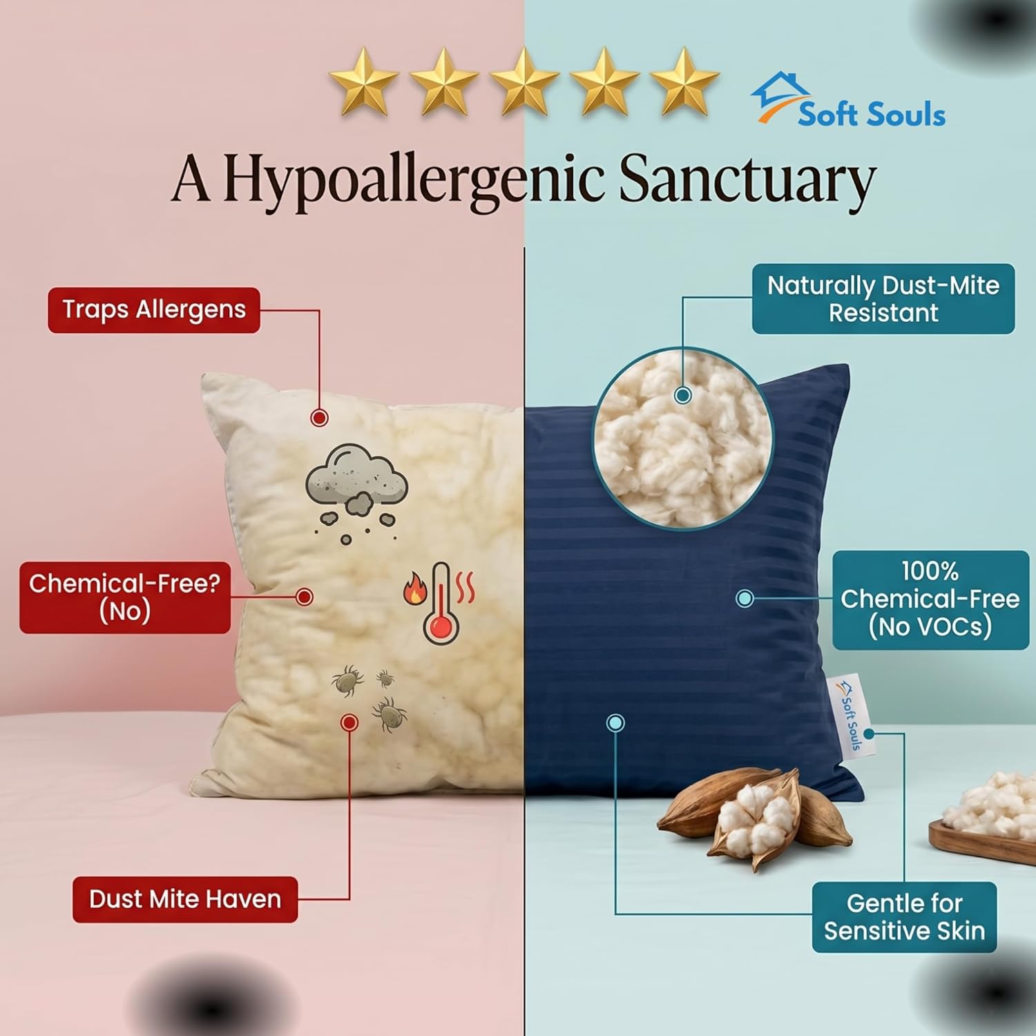 Kapok Pillow – Natural Cooling Pillow for Summer - Image 3
